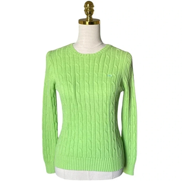 VINEYARD VINES | Cotton Cable Knit Crewneck Sweater Lime Green Size XS - Picture 1 of 7